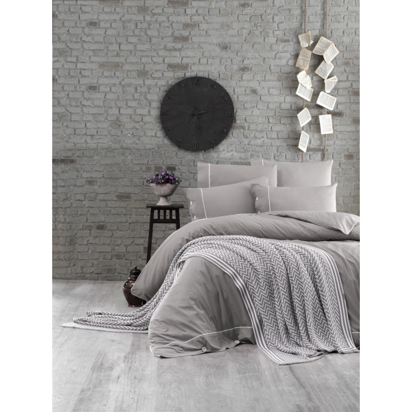 Комплект спално бельо и памучно одеяло – GRAY